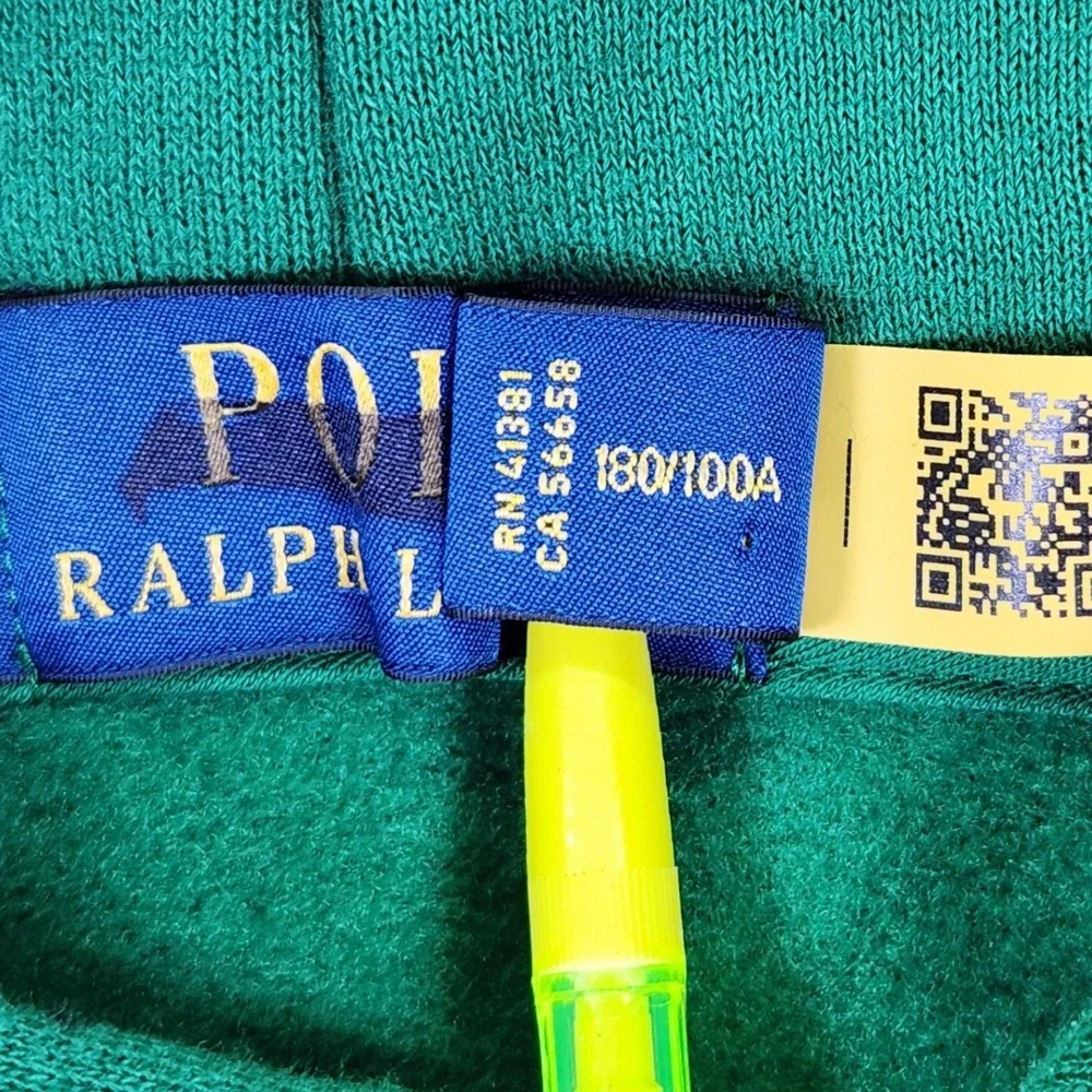 Polo Ralph Lauren Green Fleece Hoodie Mens Size L Classic Pony Logo Casual New
